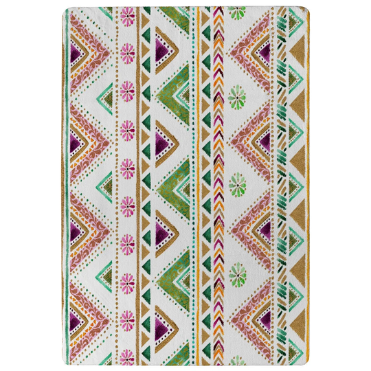Griggs Colourful Style Triangles Designer Shaggy Off-White/Orange/Green Rug