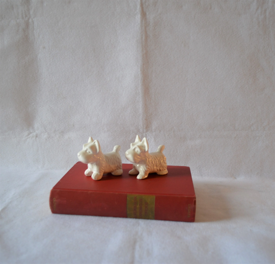 Scottie Dog Salt Pepper Shaker Set Scottish Terrier Figurines White Christmas Holiday Decor Mid Century Black Owned Shop