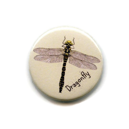 Golden-Ringed Dragonfly Fridge Magnet, 38mm Round Button British Insect, Bug, Invertbrate
