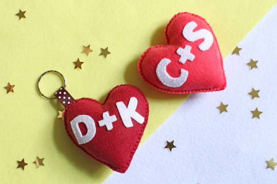 Personalized Heart For Couple. Cute Keychain Or Fridge Magnet. Backpack Accessory. Gift Loved One