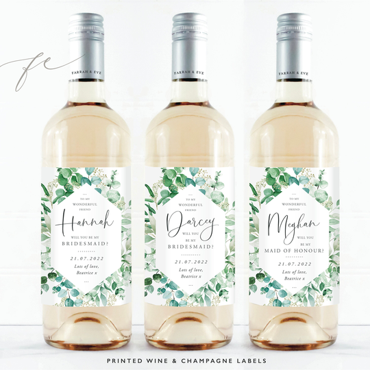 Will You Be Wine Bottle Labels | Bridesmaid Thank Gift Labels| Proposal Custom Fewl25