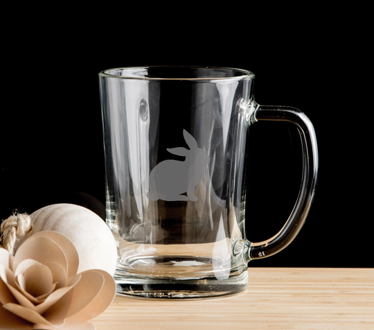 Rabbit Personalised Beer Mug Glass Pint Glass, Tankard Hand Etched Gift Bartender.145