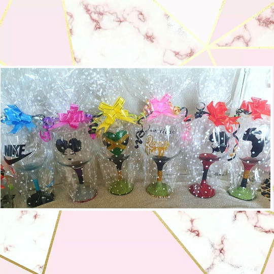 Customized Gin Cocktail Glitter Glasses
