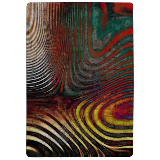 Mayes Psychedelic Print Shaggy Green/Gold/Red Rug