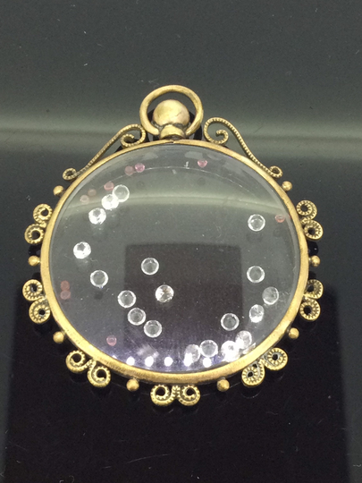 Antique Locket Pendant White Topaz Garnet Gems C.1900