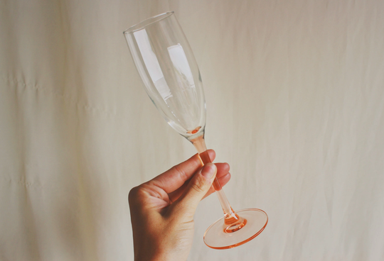 Pink Stemware French Wine Glasses Goblets Art Loves Antiques Modern Bohemian Interior Design Mid Century Bar Luminarc