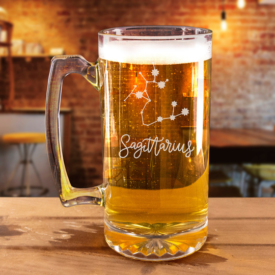 Sagittarius Zodiac Design Beer Mug - Wedding Gift, Housewarming Anniversary Birthday Gift
