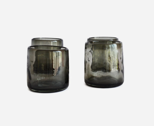 4 Tumblers Black Smoke - Handmade Recycled Glass
