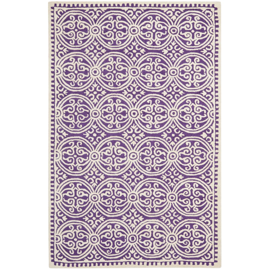 Handmade Tufted Wool Purple/Ivory Rug