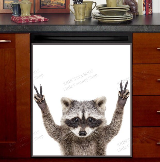 Kitchen Dishwasher Magnet Cover - The Cutest Raccoon