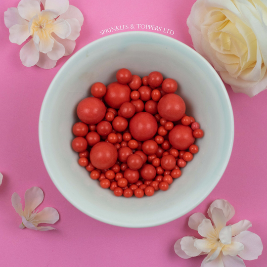 Red Chocolate Balls Mix Sprinkles | 100G