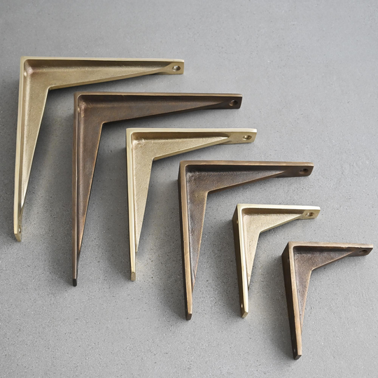 Brass Heritage Shelf Brackets | Heavy Solid Cast Kitchen Book Toilet Wall Old Antique Victorian English Shaker Style 3x4" 5x6" 7x8