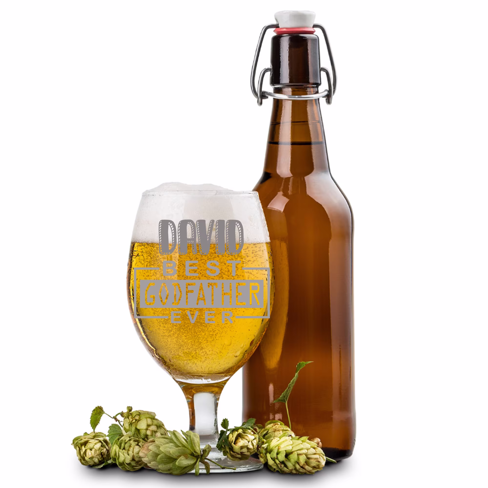 Personalised Engraved World's Best Godfather Craft Pint Beer Glass Gift | Filled Lager Godparent Snifter Ale Christening