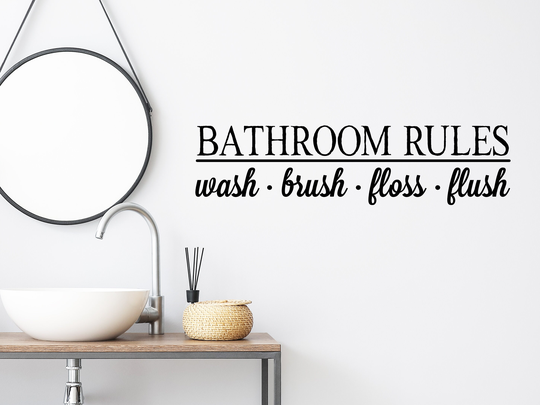 Bathroom Rules Wash Brush Floss Flush Print | Wall Decal Vinyl Sticker