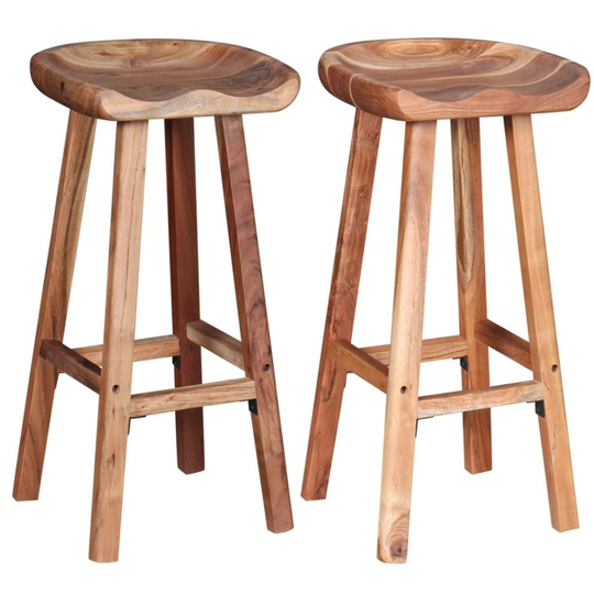 vidaXL 2 pcs Table Bar Stools Kitchen Counter Seat Furniture Solid Acacia Wood