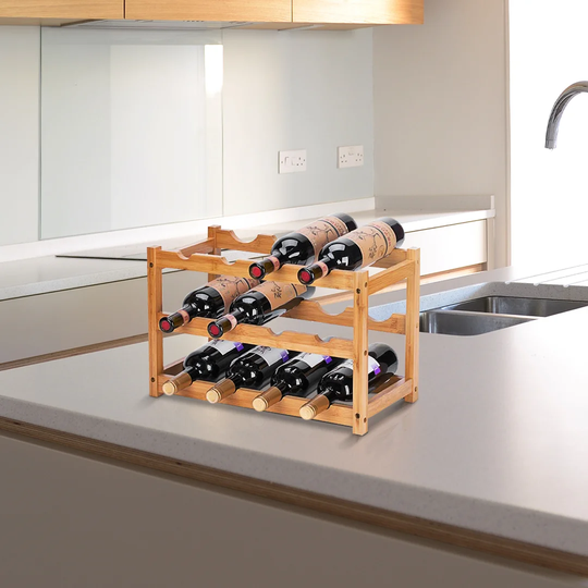 Weitzman 12 Bottle Floor Wine Bottle Rack in Light Brown