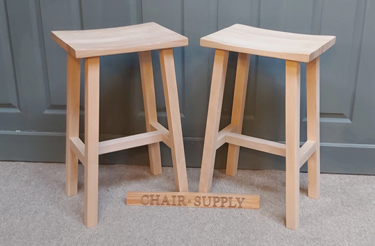 Isu Solid Oak Curved Top Scandinavian Kitchen Bar Stools/Dining Chair