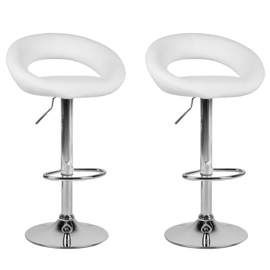 Set of 2 Faux Leather Swivel Bar Stools White PEORIA