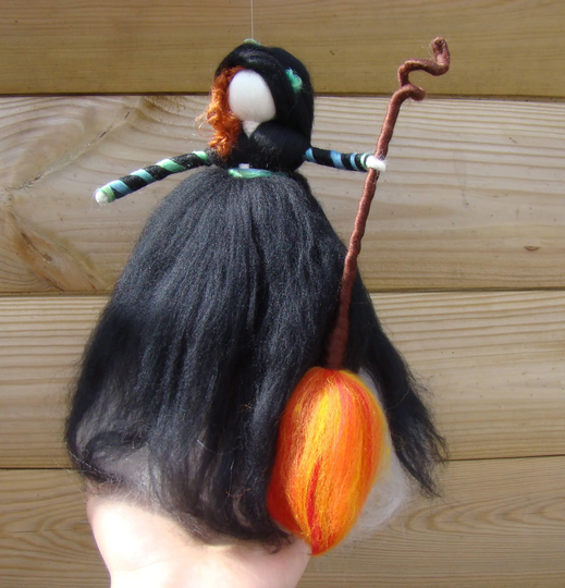 Maid Mother Crone Witch, Samhain Magick Halloween Felted Merino Wool Witch Sculpture Elf Kendal Fairies