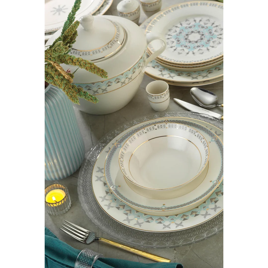 61 Piece Bone China Dinnerware Set, Service for 12