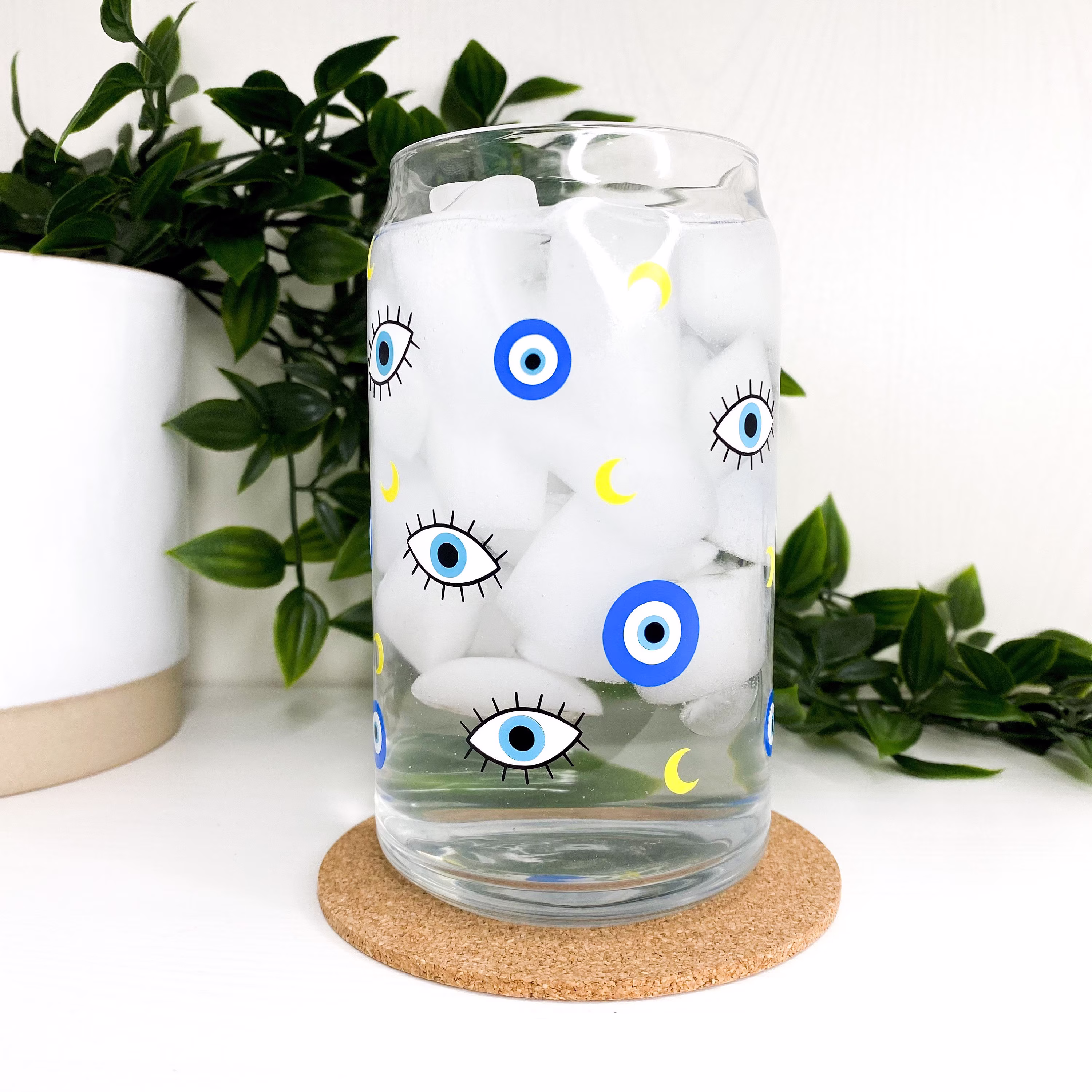 Evil Eye Beer Glass Mug, Halloween Coffee Cup, Soda Can, Iced Glass, Trendy Turkish