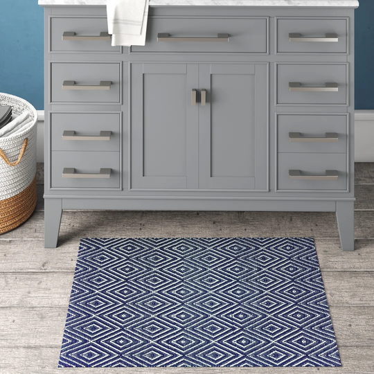 Diamond Hand-Woven Navy blue Indoor/Outdoor Area Rug