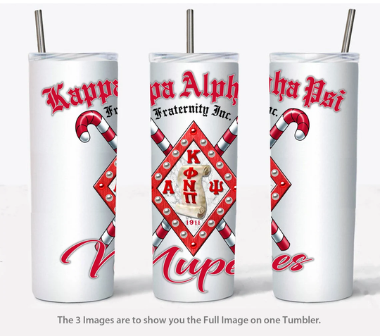 Kappa Alpha Psi | Nupes Red & White Fraternity Skinny Tumbler