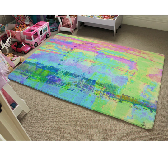 Thomas Fuzzy London Designer Shaggy Blue/Green Rug