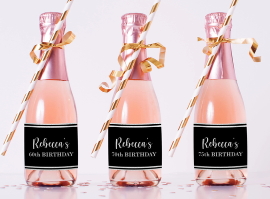 Mini Champagne Bottle Labels - 70Th Birthday Party Favors 0 Decorations 0Th 75Th