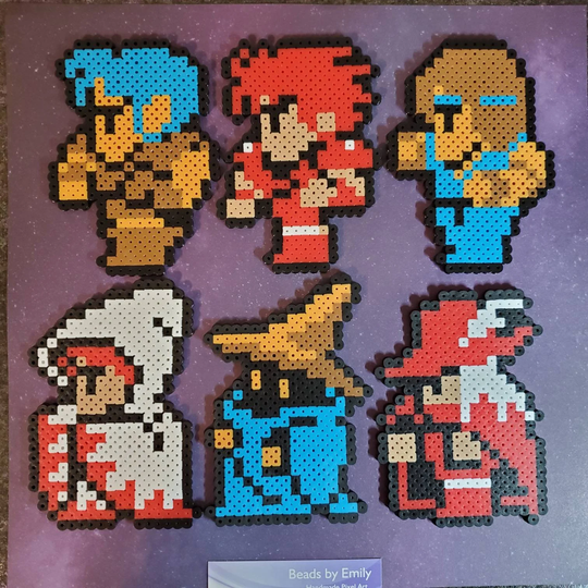 Final Fantasy Magnets/Ornaments - Nerdy Home Decor Retro Gamer Fighter, Thief, Monk, Red Mage, White Black Mage