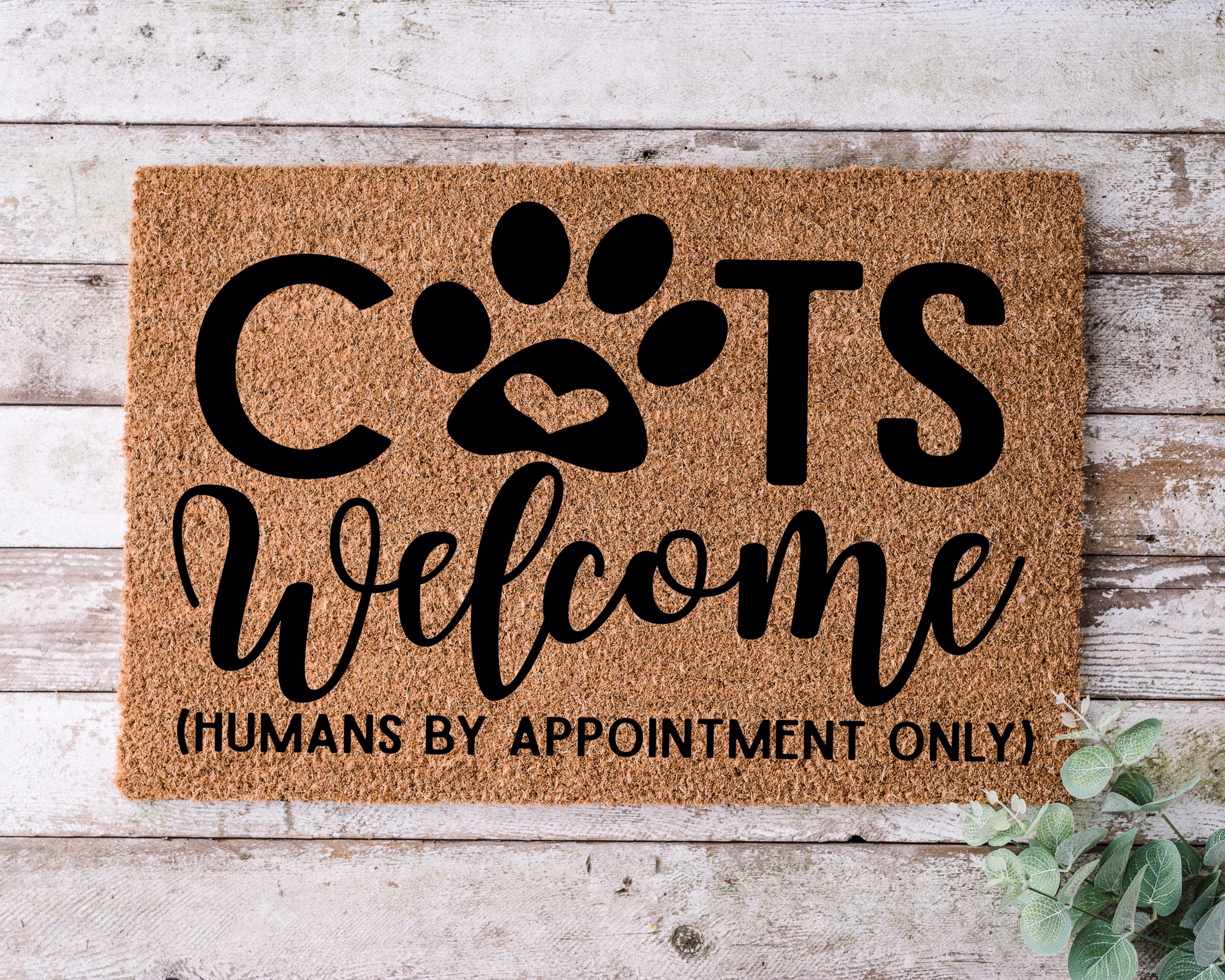 Cats Welcome | Humans By Appointment, Door Mat, Funny Doormat, Wedding Gift, Housewarming Gift, Home Closing Gift - 1020