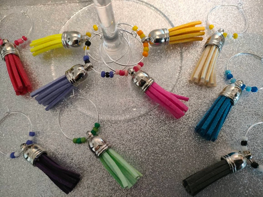Set Of 6 Tassel Wine Glass Charms