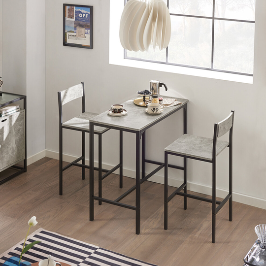SoBuy® OGT03-HG, Bar Table and 2 Stools, 3 Pieces Kitchen Breakfast Bar Set