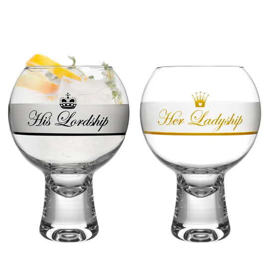 Istyle My Home 2 Piece Suttle Lord & Lady Gin Glasses Set - 540Ml