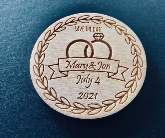 Wooden Save The Date Medal, Personalized Magnets, Wood Wedding Invitations, Personalised Magnet