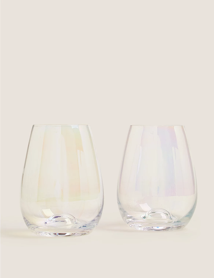 Set of 2 Lustre Stemless Wine Glasses grey