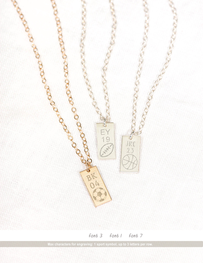 Sports Bar Necklace Sport Jersey Number Football, Soccer, Softball