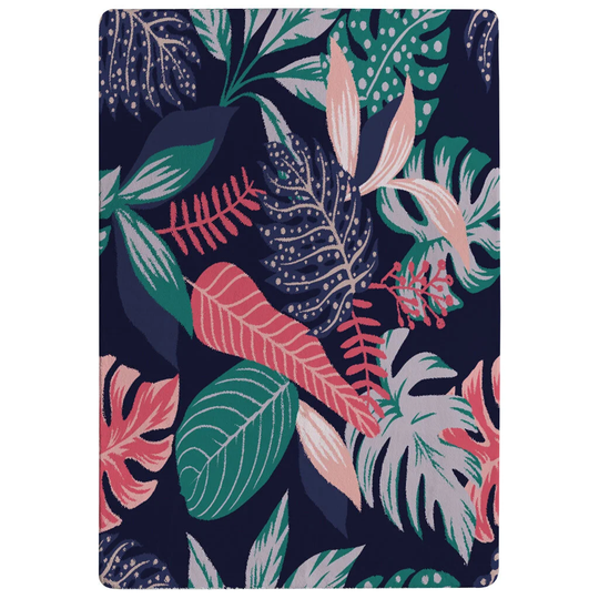 Paul Tropical Plant Leaves Shaggy Blue/Green/Pink Rug