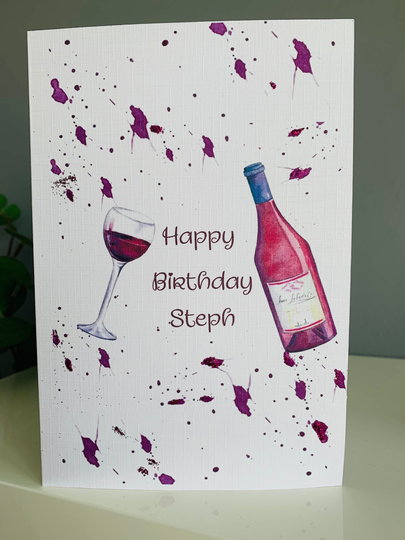 Red Wine Personalised Birthday Card