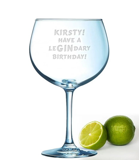 Personalised Legindary Birthday Large 72Cl Juniper Gin Glass Laser Engraved Gift Present Dishwasher Safe Drink Made To Order