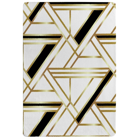 Penney Golden Art Deco Designer Shaggy Black/Gold Rug