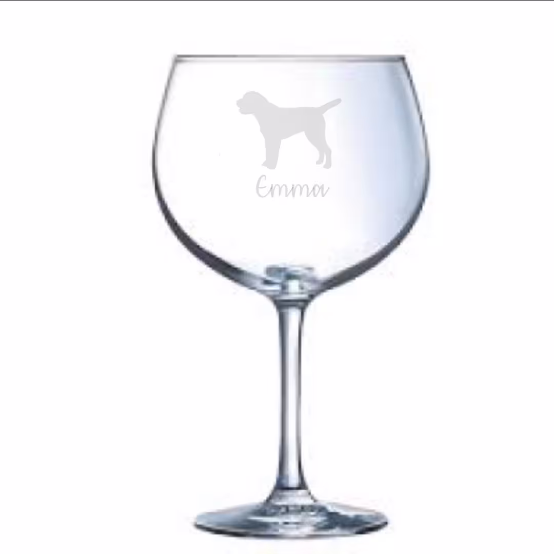 Personalised Border Terrier Engraved Gin Glass, Gift, Dog Gift, Owner, Glass