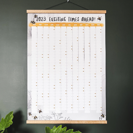 Bumble Bee Wall Planner - 2023 Exciting Times Ahead Calendar Year Yearly