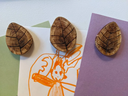 Wood Leaf Fridge Magnets - Set Of 3