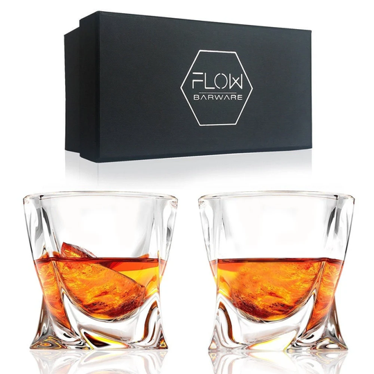 Twist Whisky Glasses Gift Set Of 2 | Whiskey Glass Tumbler For Scotch, Rum, Bourbon, Gin
