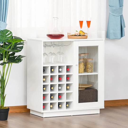 Halda 20 Bottle Floor Wine Bottle & Glass Rack in White