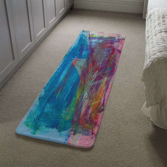 Leung Below the Tower Designer Shaggy Blue/Pink Rug