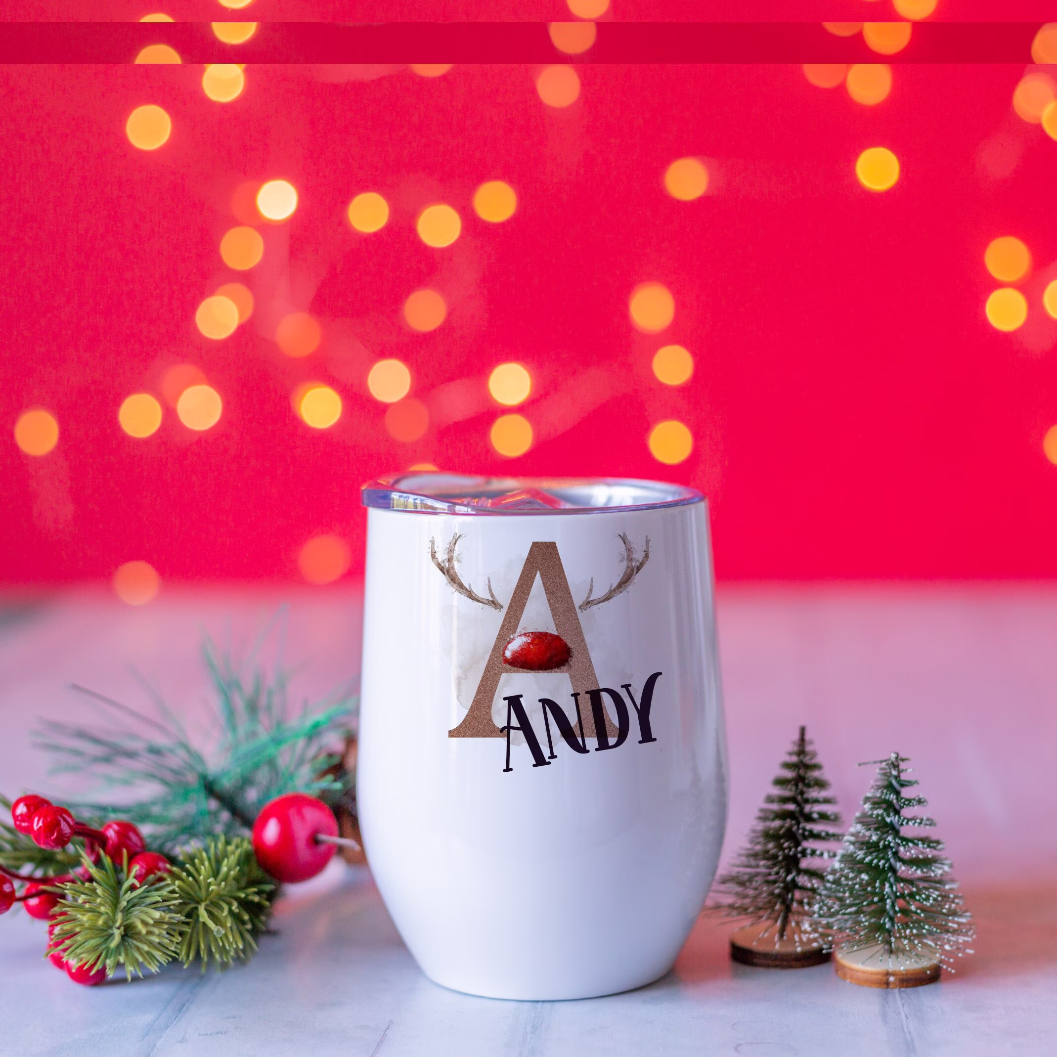 Christmas Wine Glass, Personalised, Xmas, Insulated Gin Tumbler, Mulled Cup, Secret Santa Gift For Friend