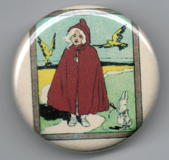 Little Red Riding Hood 1.25 Inch Pinback Button Vintage Illustration
