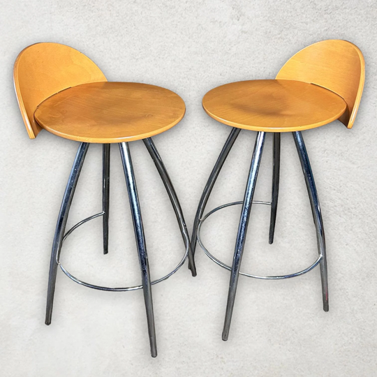 Vintage Mid Century Wooden Bar Stools
